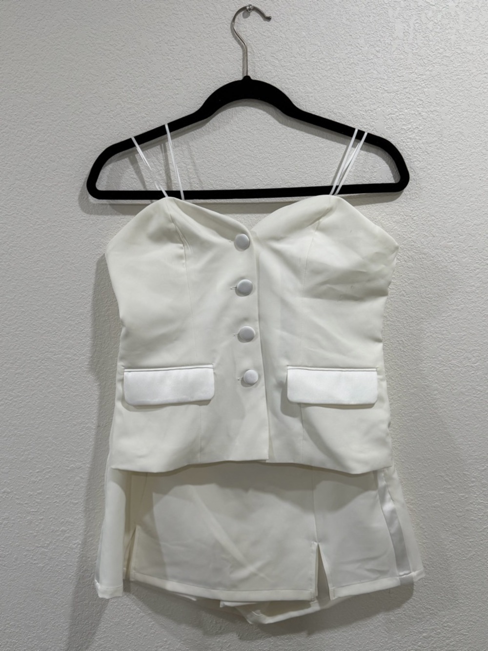 Sincerly Jules White Button Front Two-Piece Romper Set